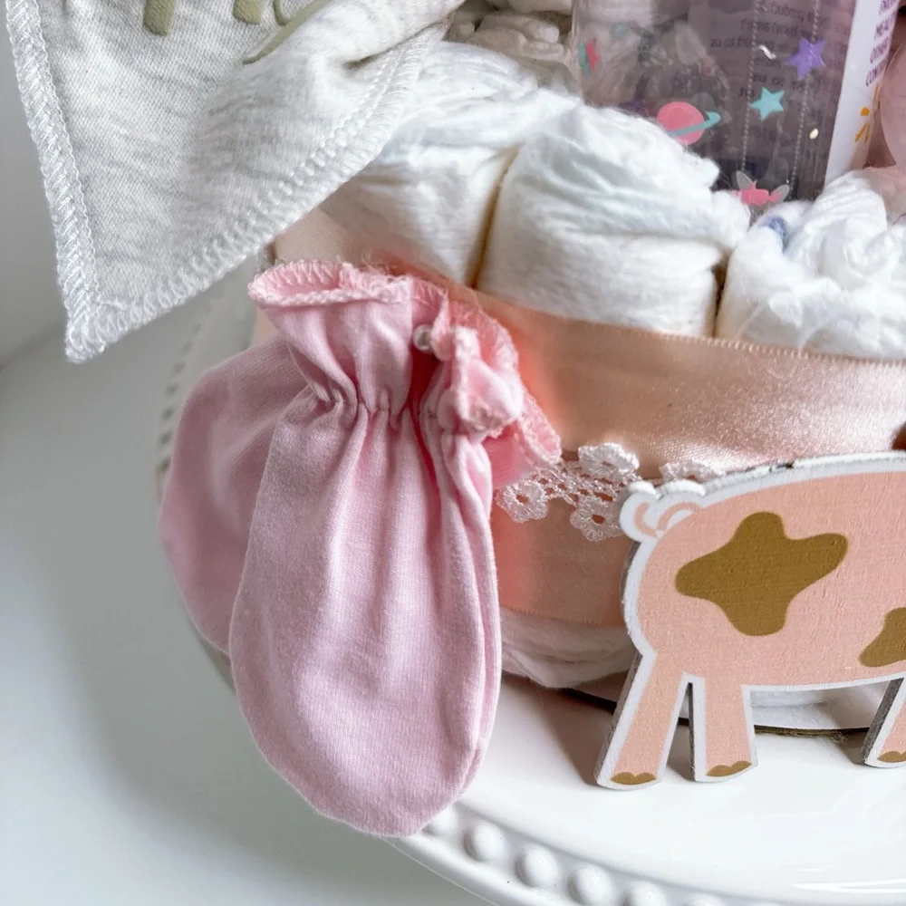 Piggy Diaper Cake, Farm Baby Shower